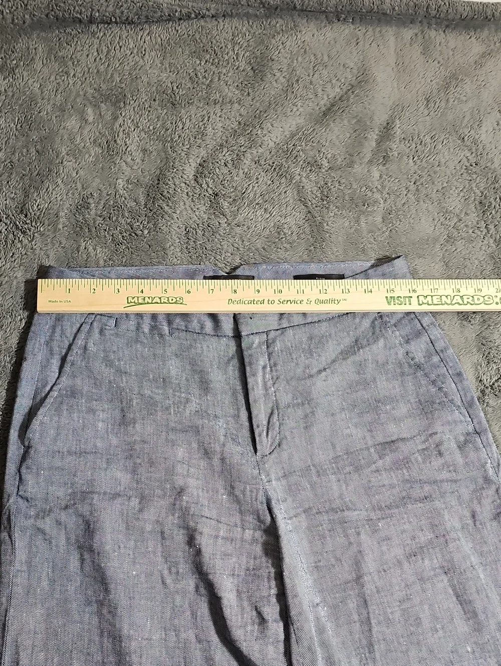 Banana Republic Blake Wide Leg Cotton Linen Blend Blue Pants Size 8